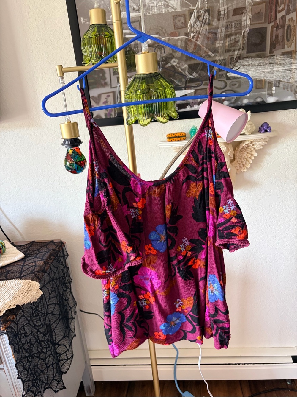 Floral Cold Shoulder Women’s Boho Top size XL
